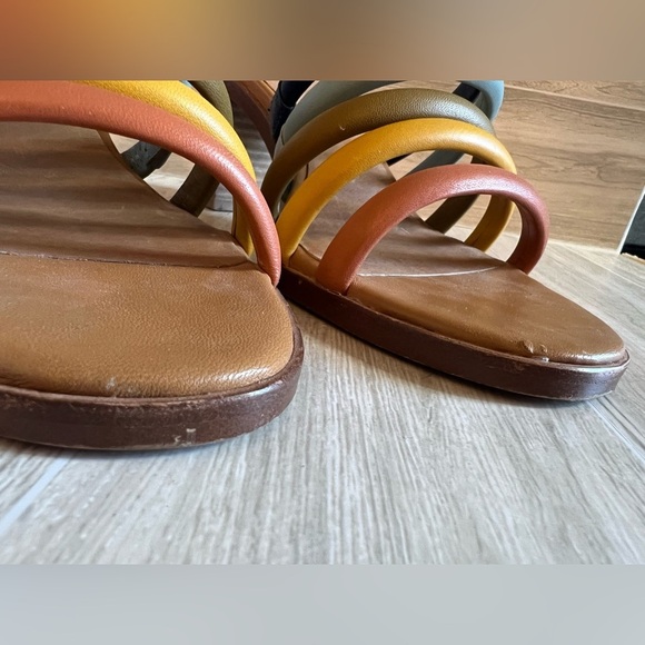 Madewell The Addie High Heel Leather Strappy Mule Blue Horizon Multi Size 9 - Picture 10 of 11